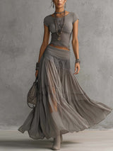Delphine | Sheer Layered Maxi Set