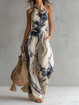 Daphne | Printed Halter Wide-Leg Set