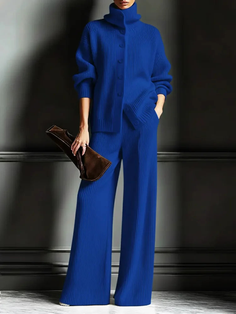 Women's Knit Two-Piece Cardigan & Pants Set