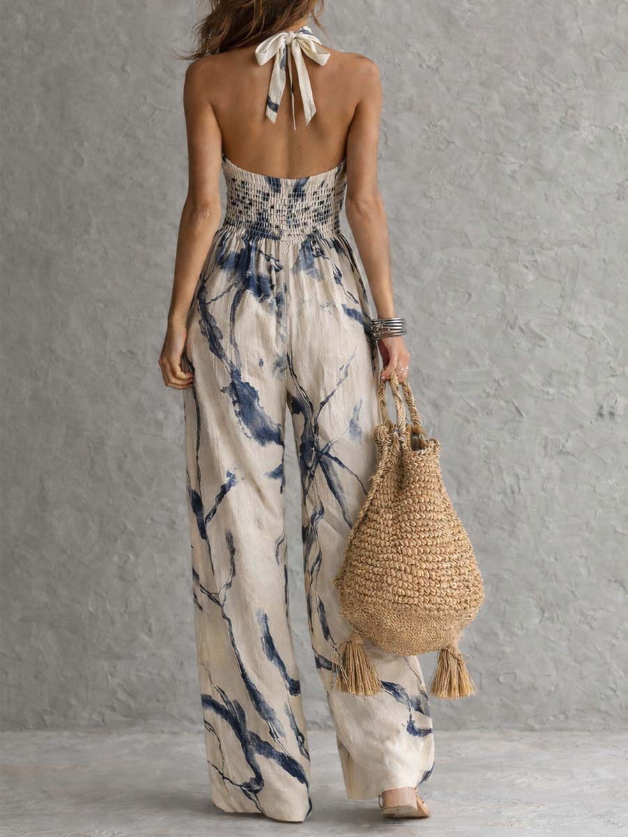 Daphne | Printed Halter Wide-Leg Set