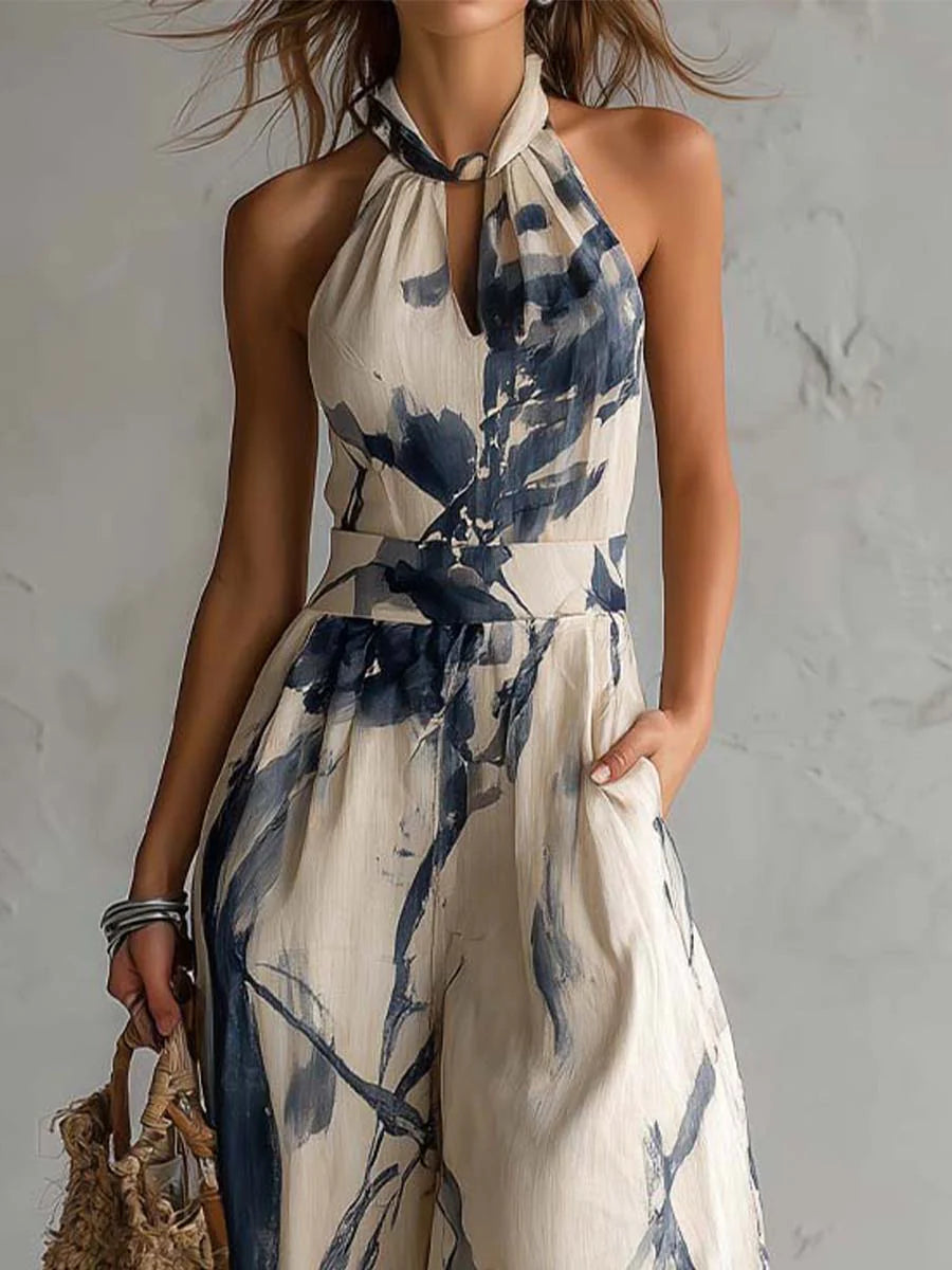 Daphne | Printed Halter Wide-Leg Set