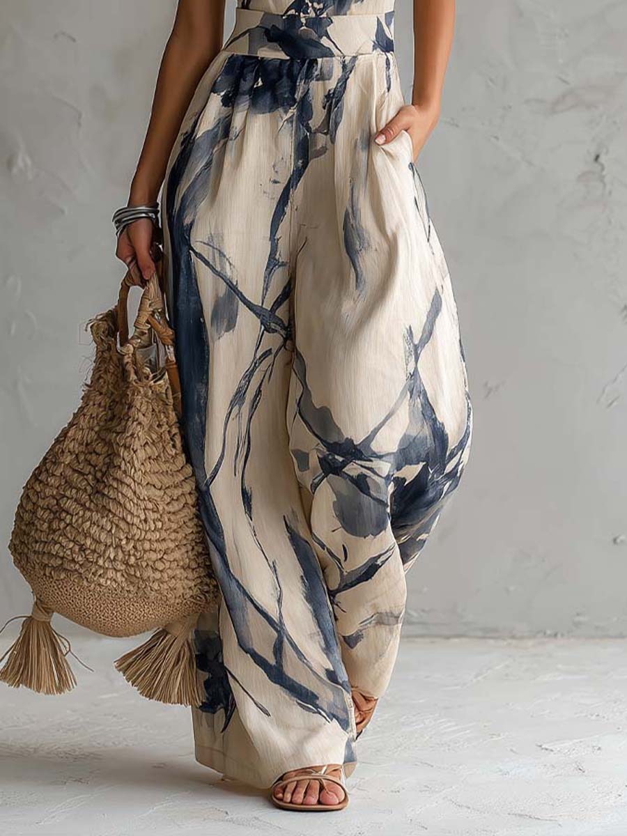 Daphne | Printed Halter Wide-Leg Set