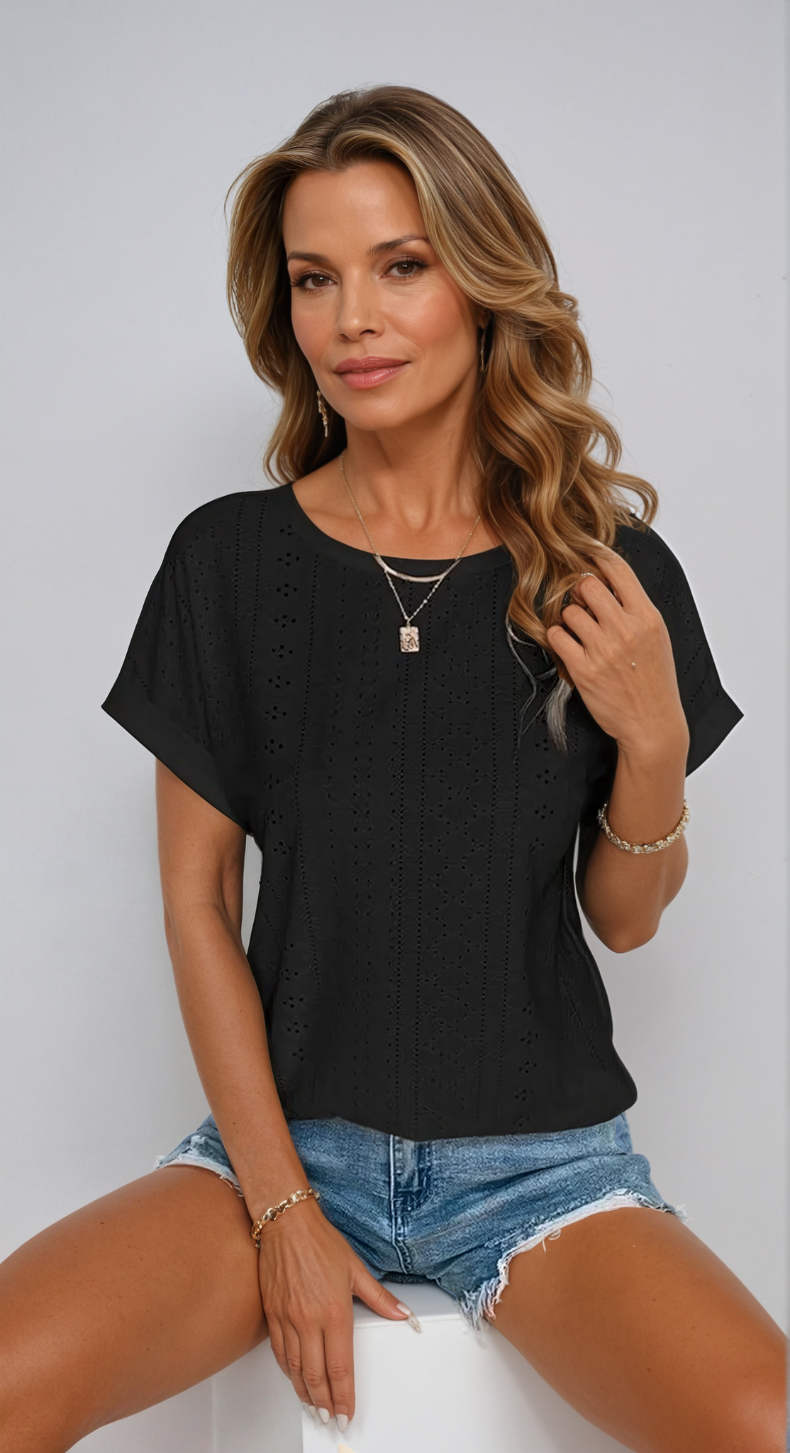 Becky™ | Casual Eyelet Top