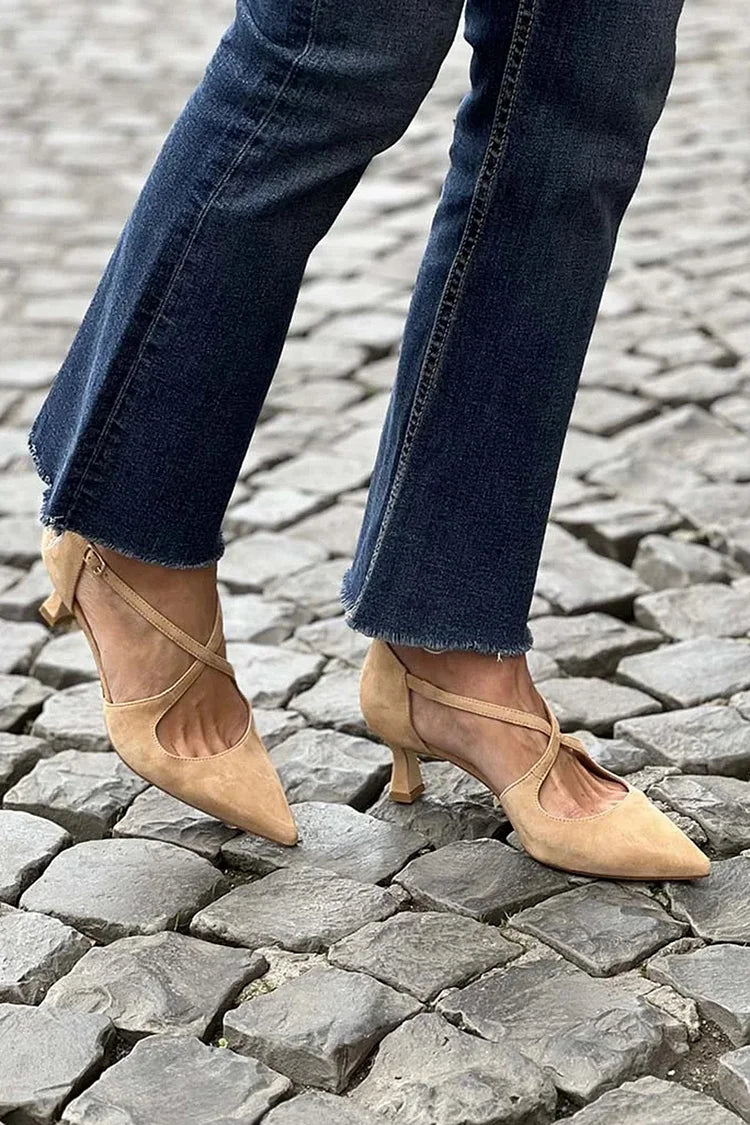 CROSS-STRAP POINTED HEELS
