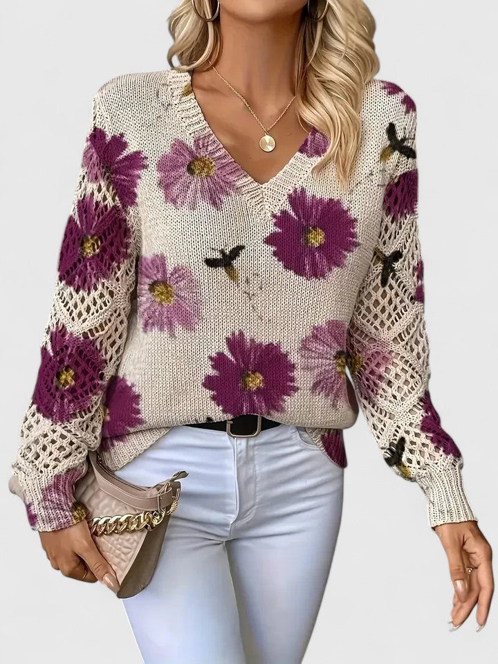 Aurélie | Elegant Floral Knit Sweater