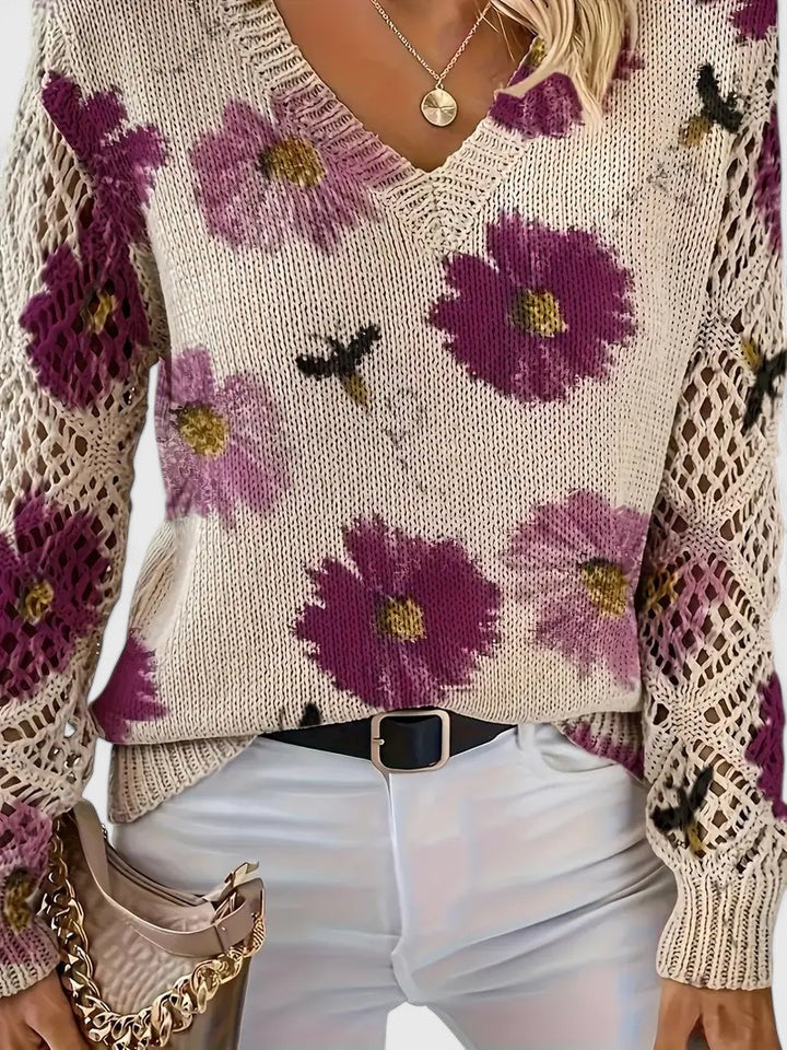 Aurélie | Elegant Floral Knit Sweater