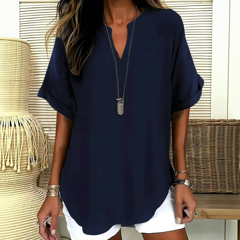 Aurinyra - Elegant Solid Blouse With Sophisticated Style