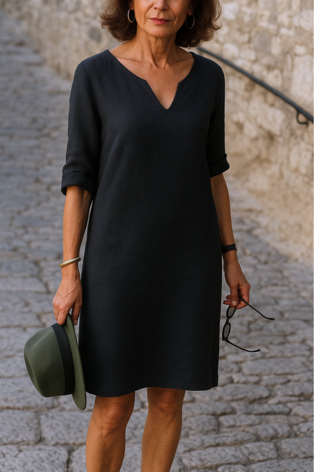 Elvy™ - Sleek V-Neck Dress