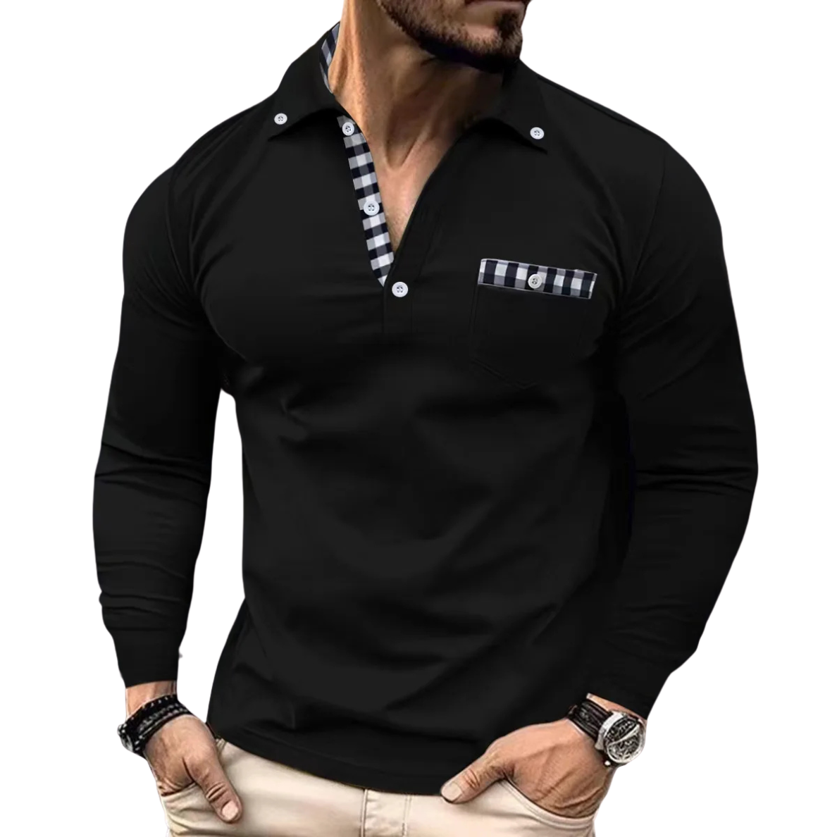 Armand - Elegant Men's Polo Shirt With Check Details