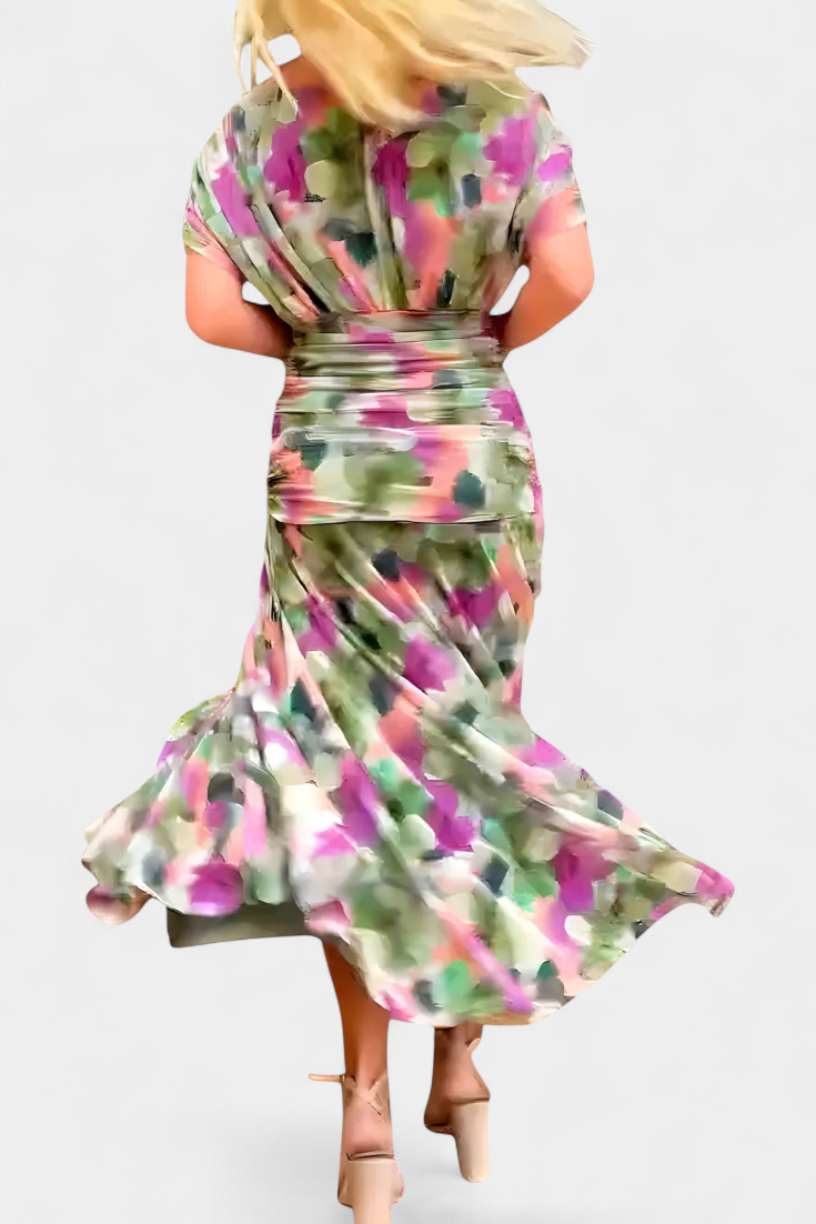 Daisy – Long Floral Dress with V-Neck