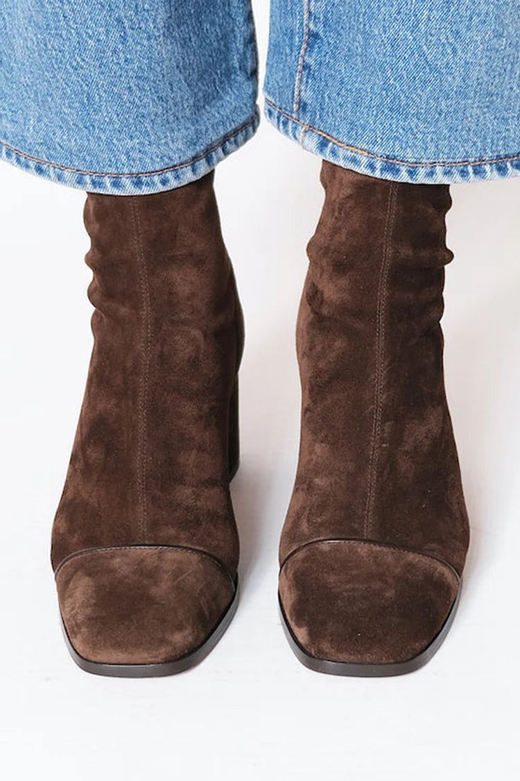 FABIENNE – SUEDE BLOCK-HEEL ANKLE BOOTS