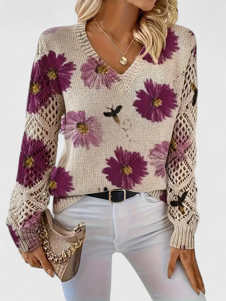 Aurélie | Elegant Floral Knit Sweater