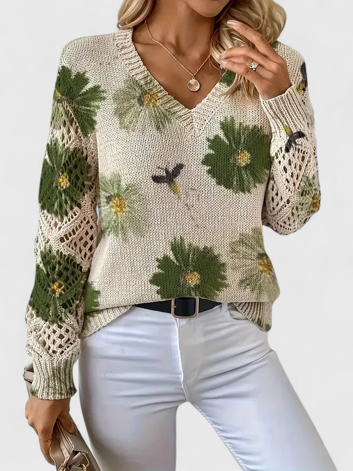 Aurélie | Elegant Floral Knit Sweater