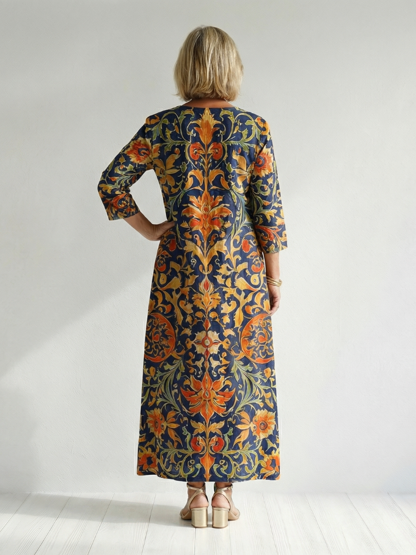 Elise | Clean Ornate Floral Midi Dress