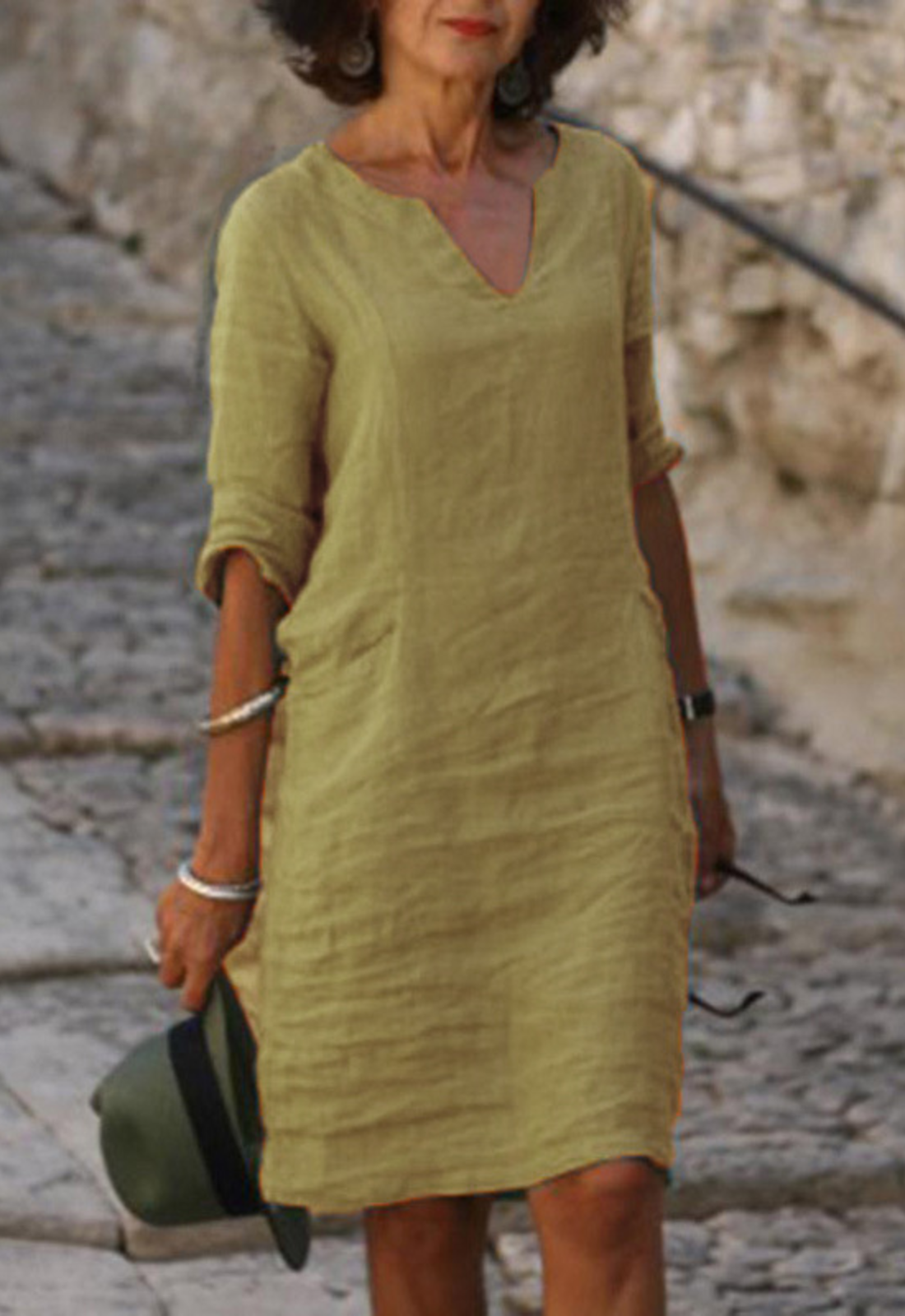 Elvy™ - Sleek V-Neck Dress
