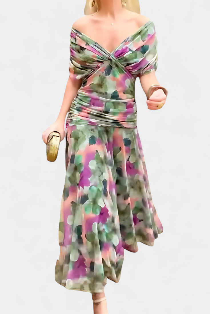 Daisy – Long Floral Dress with V-Neck