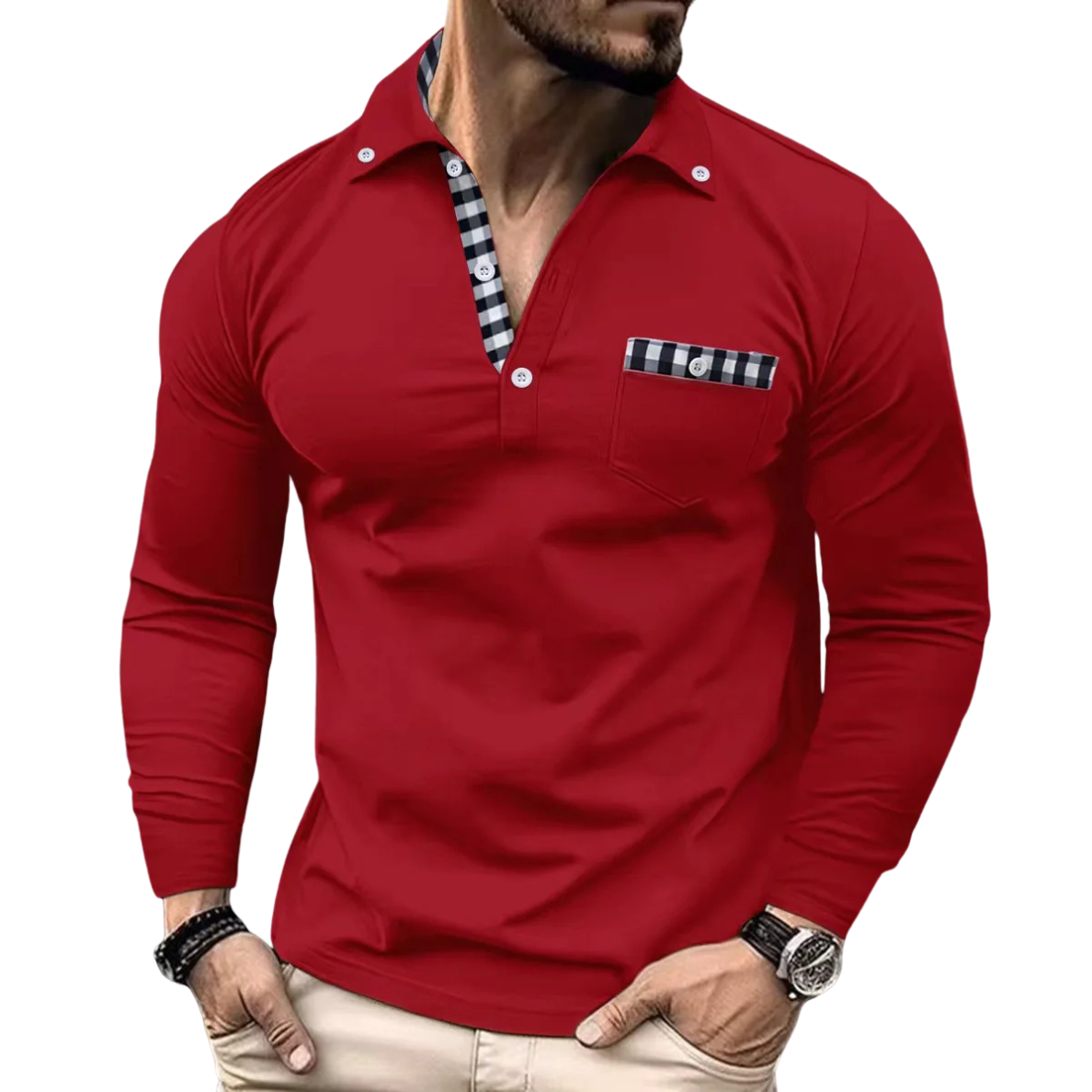 Armand - Elegant Men's Polo Shirt With Check Details