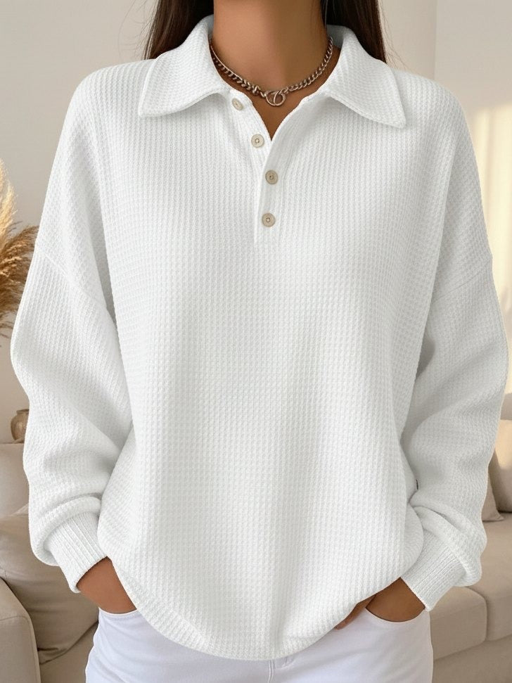Ava - Soft Knit Polo Sweater