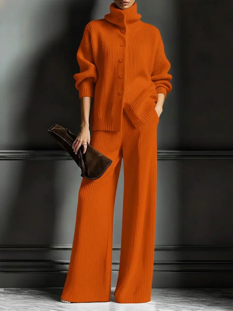 Women's Knit Two-Piece Cardigan & Pants Set