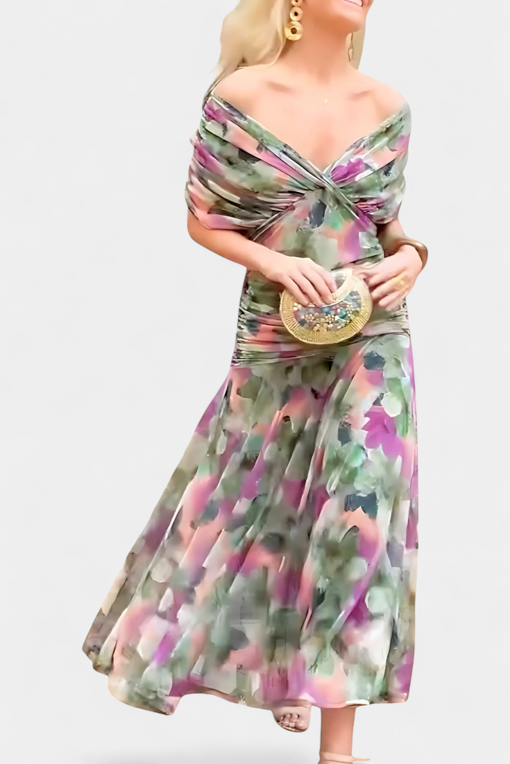 Daisy – Long Floral Dress with V-Neck