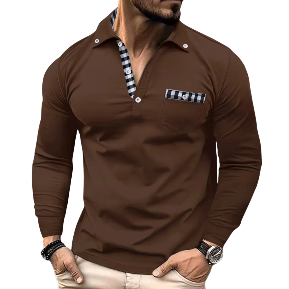 Armand - Elegant Men's Polo Shirt With Check Details