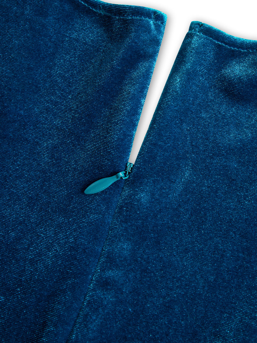 Elegant Midnight Blue Velvet Wrap Midi Dress