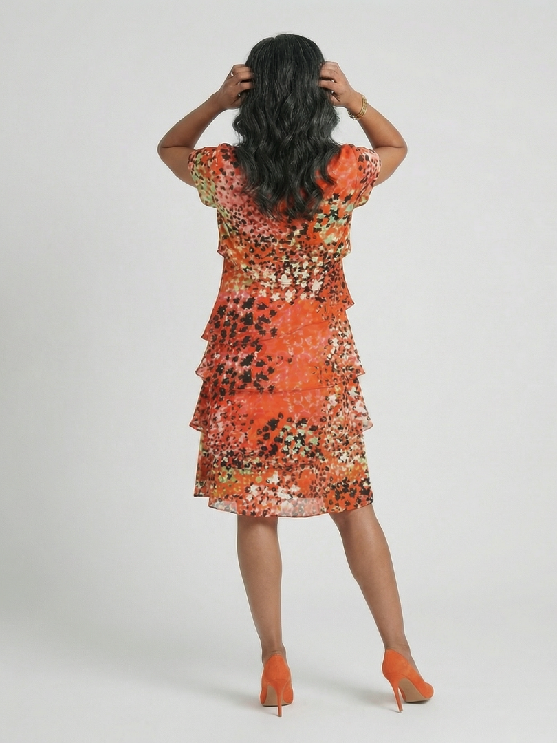 Evania | Speckled Tier Knee Length Dress