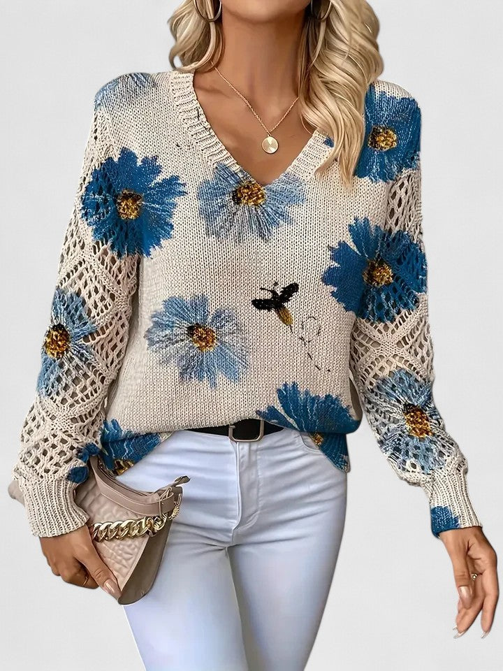 Aurélie | Elegant Floral Knit Sweater