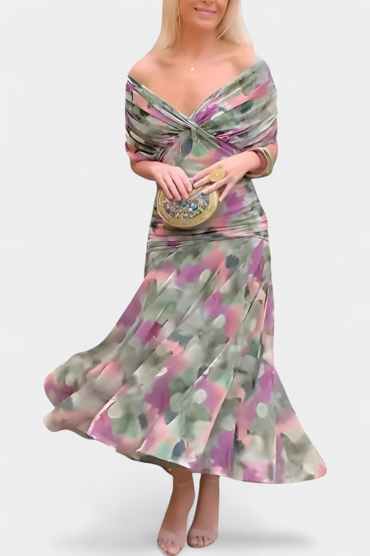 Daisy – Long Floral Dress with V-Neck
