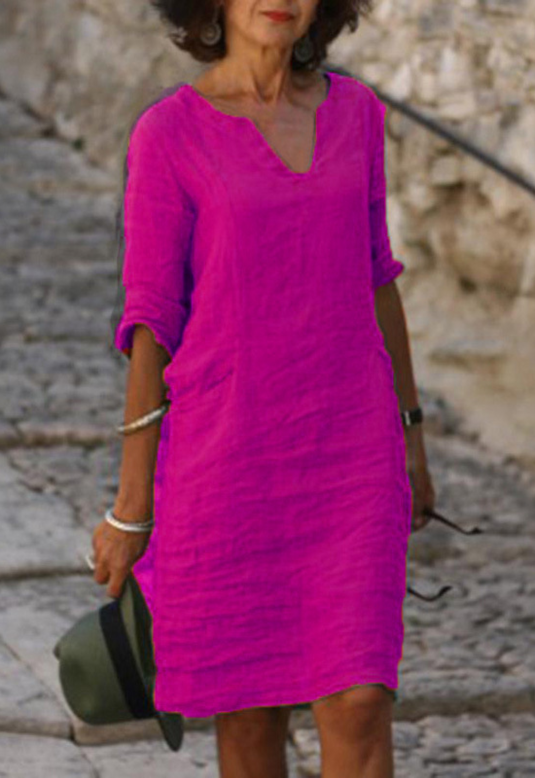 Elvy™ - Sleek V-Neck Dress