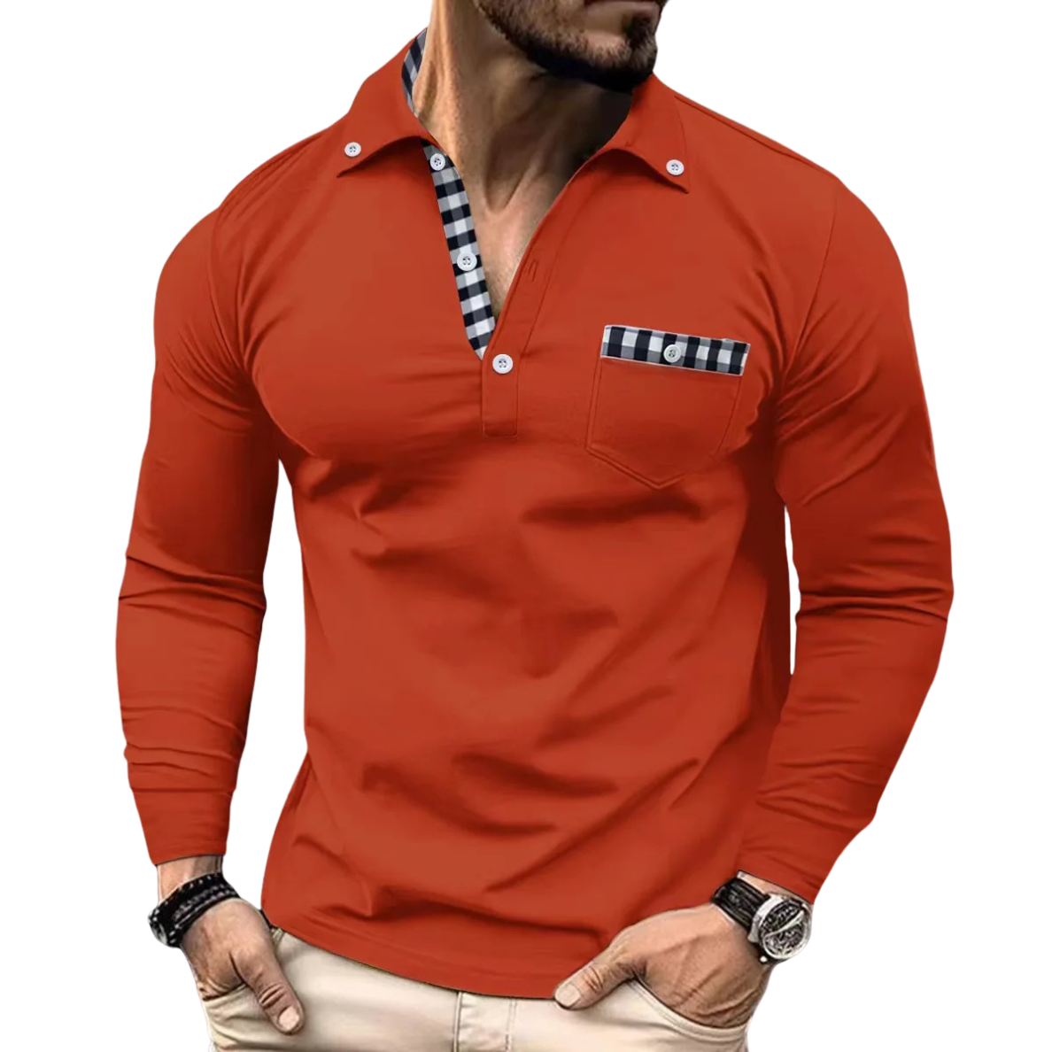 Armand - Elegant Men's Polo Shirt With Check Details