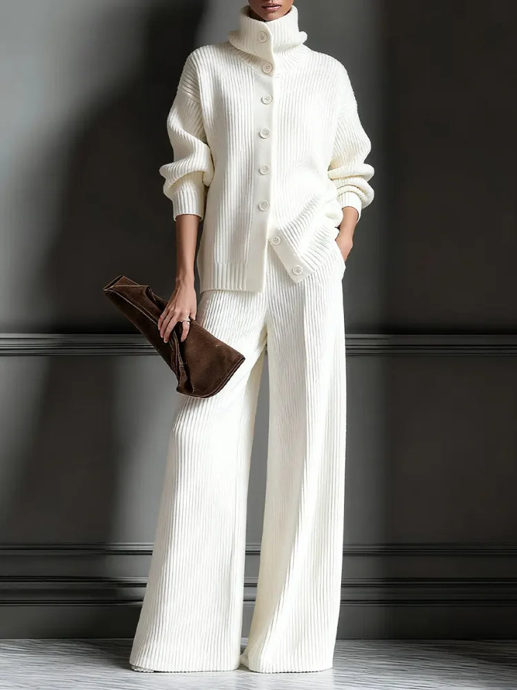 Women's Knit Two-Piece Cardigan & Pants Set