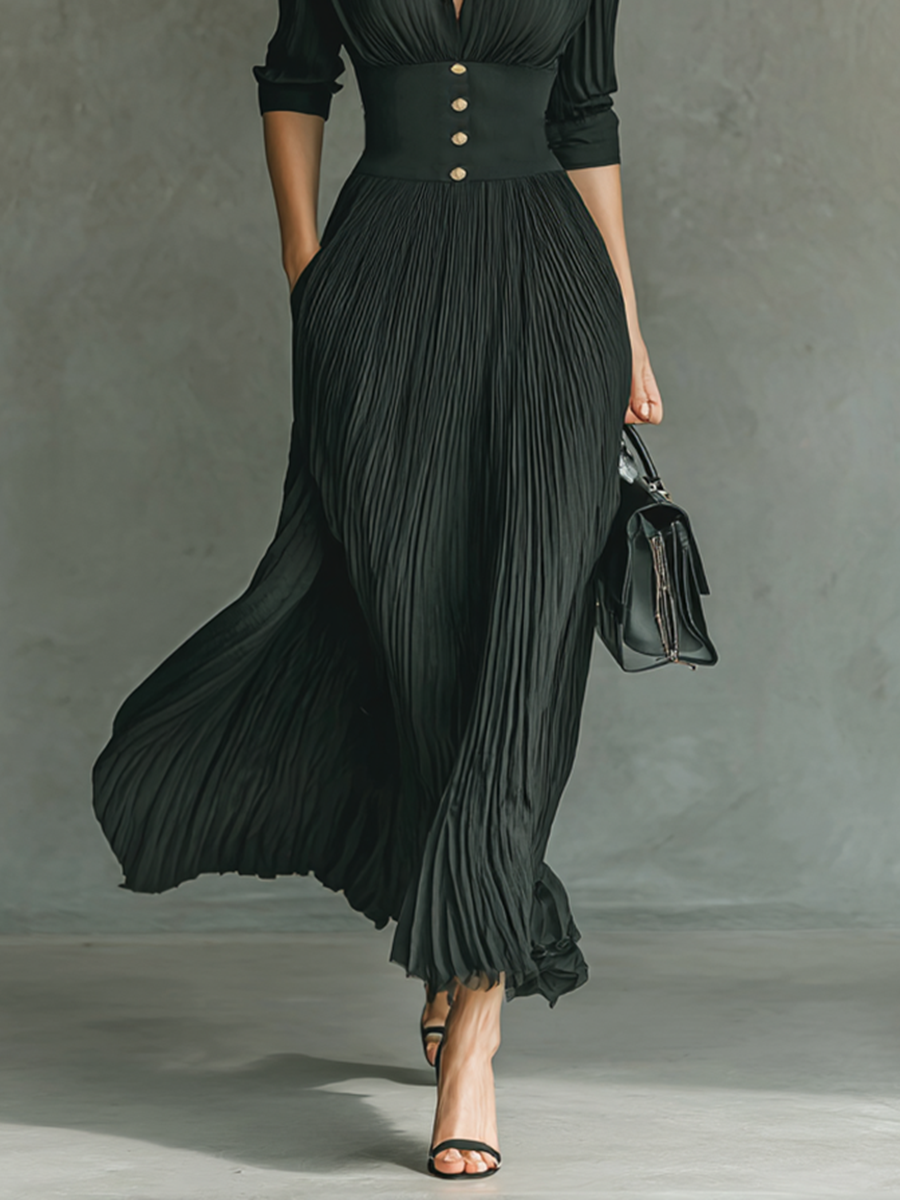 Amara - Pleated Maxi Dress
