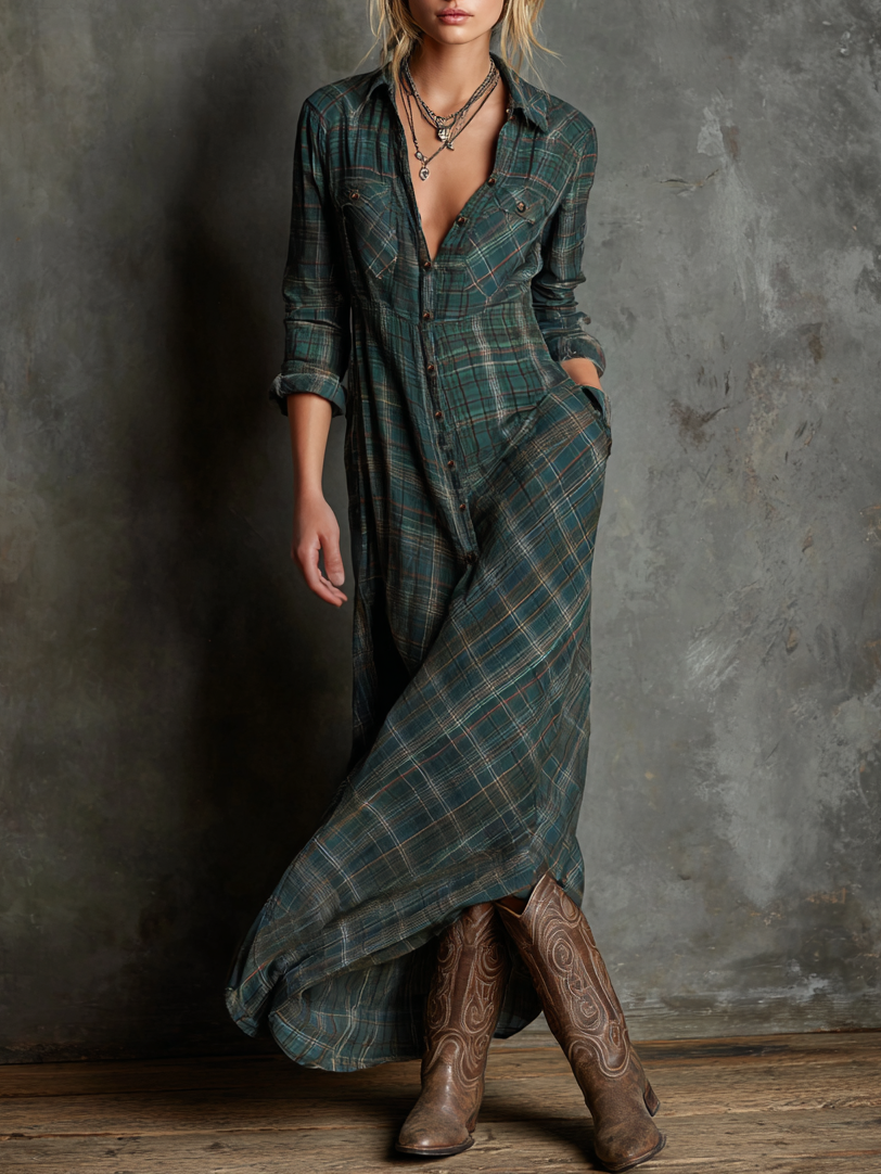 Avery - Striped Maxi Shirt Dress