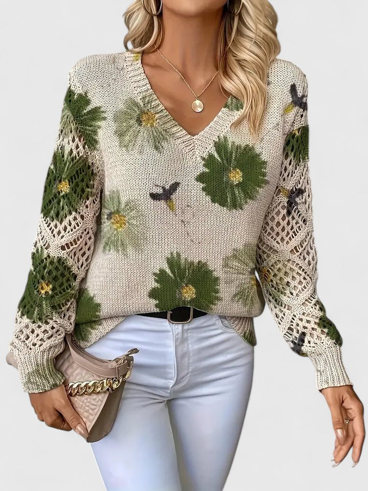 Aurélie | Elegant Floral Knit Sweater