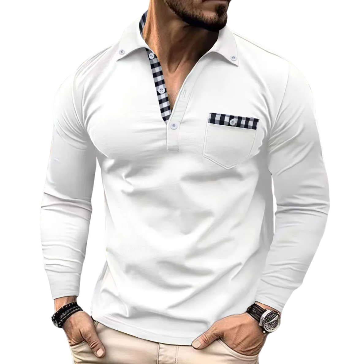 Armand - Elegant Men's Polo Shirt With Check Details