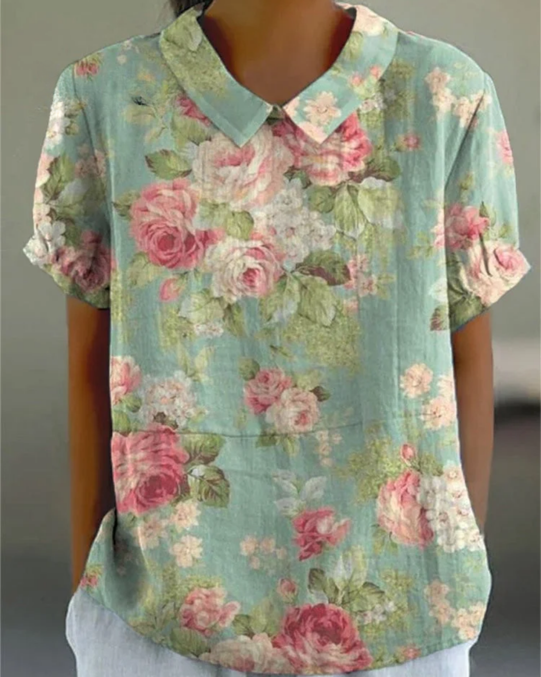 Beatrix  Retro Floral Cotton-Linen Shirt