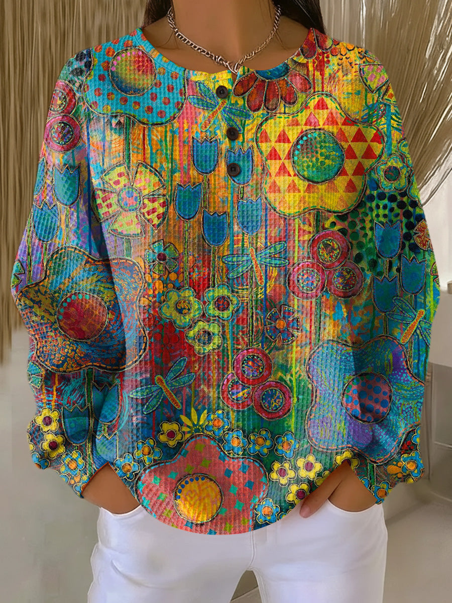 Alina™ – Colorful Sweater with Floral Print