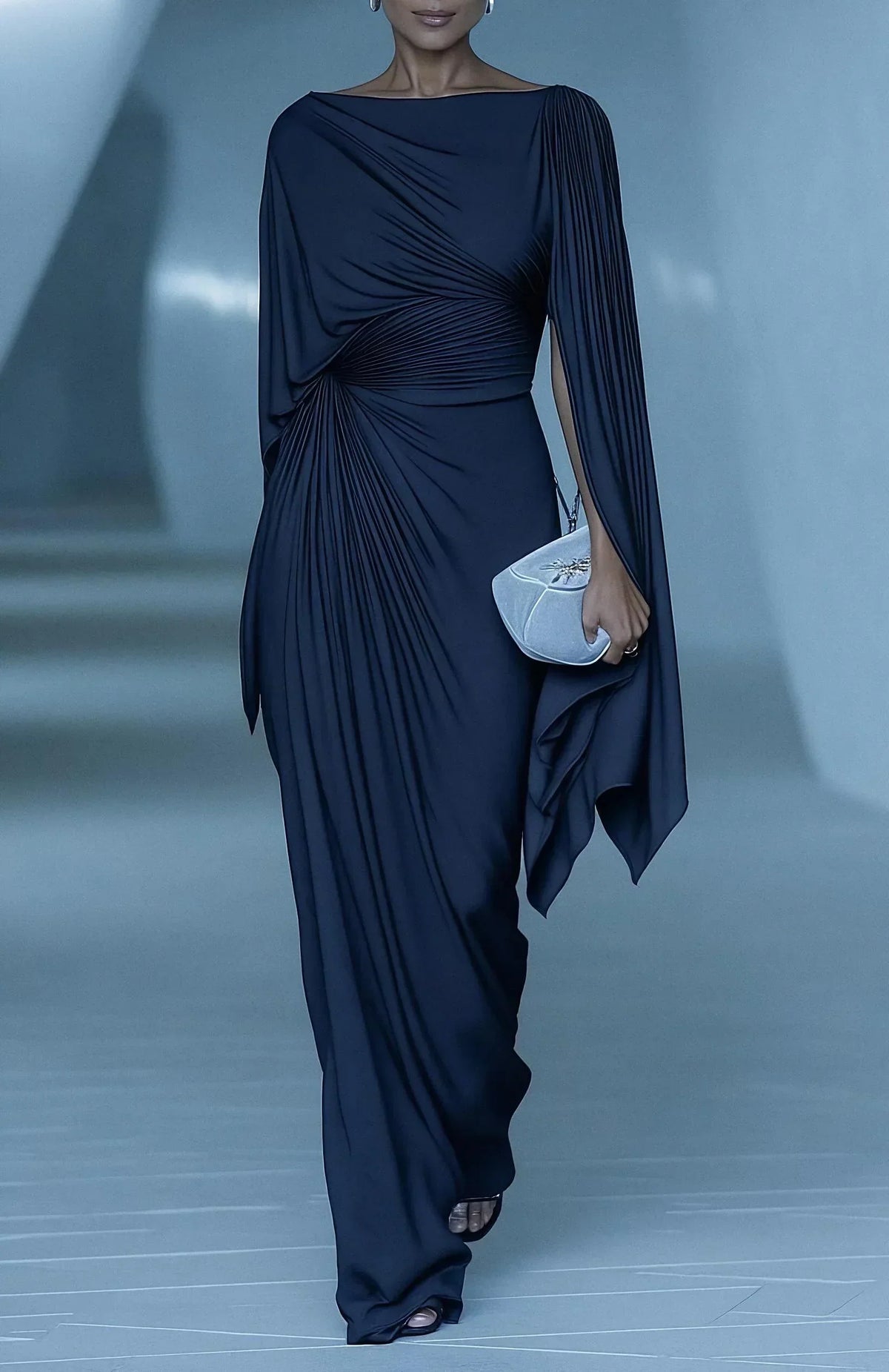 Cecilia - Pleated-Drape Maxi Dress