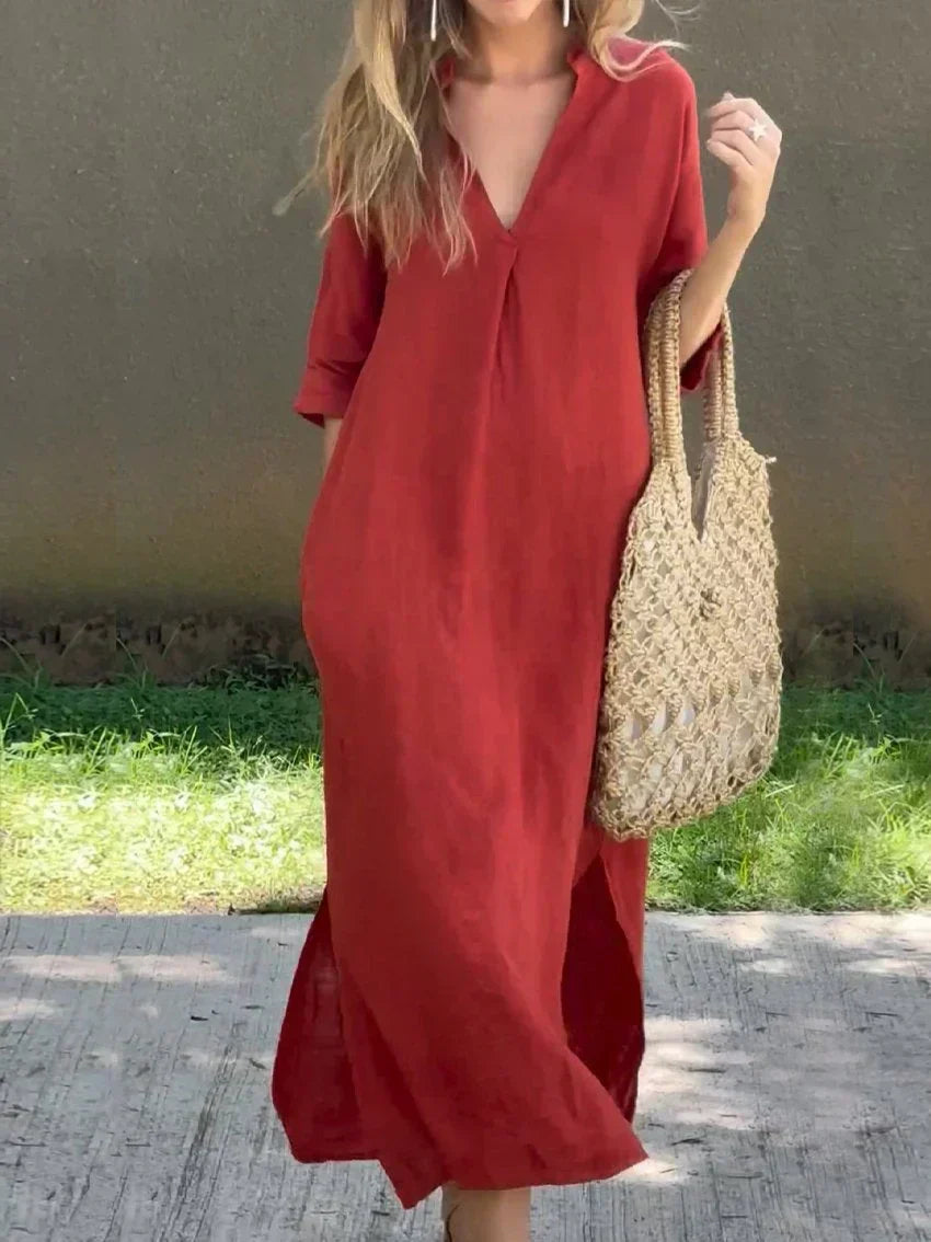 Alexa - Chic V-Neck Summer Maxi Dress