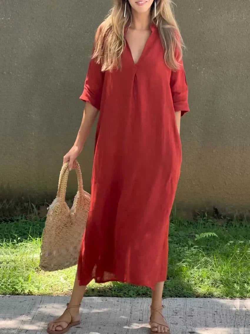 Alexa - Chic V-Neck Summer Maxi Dress