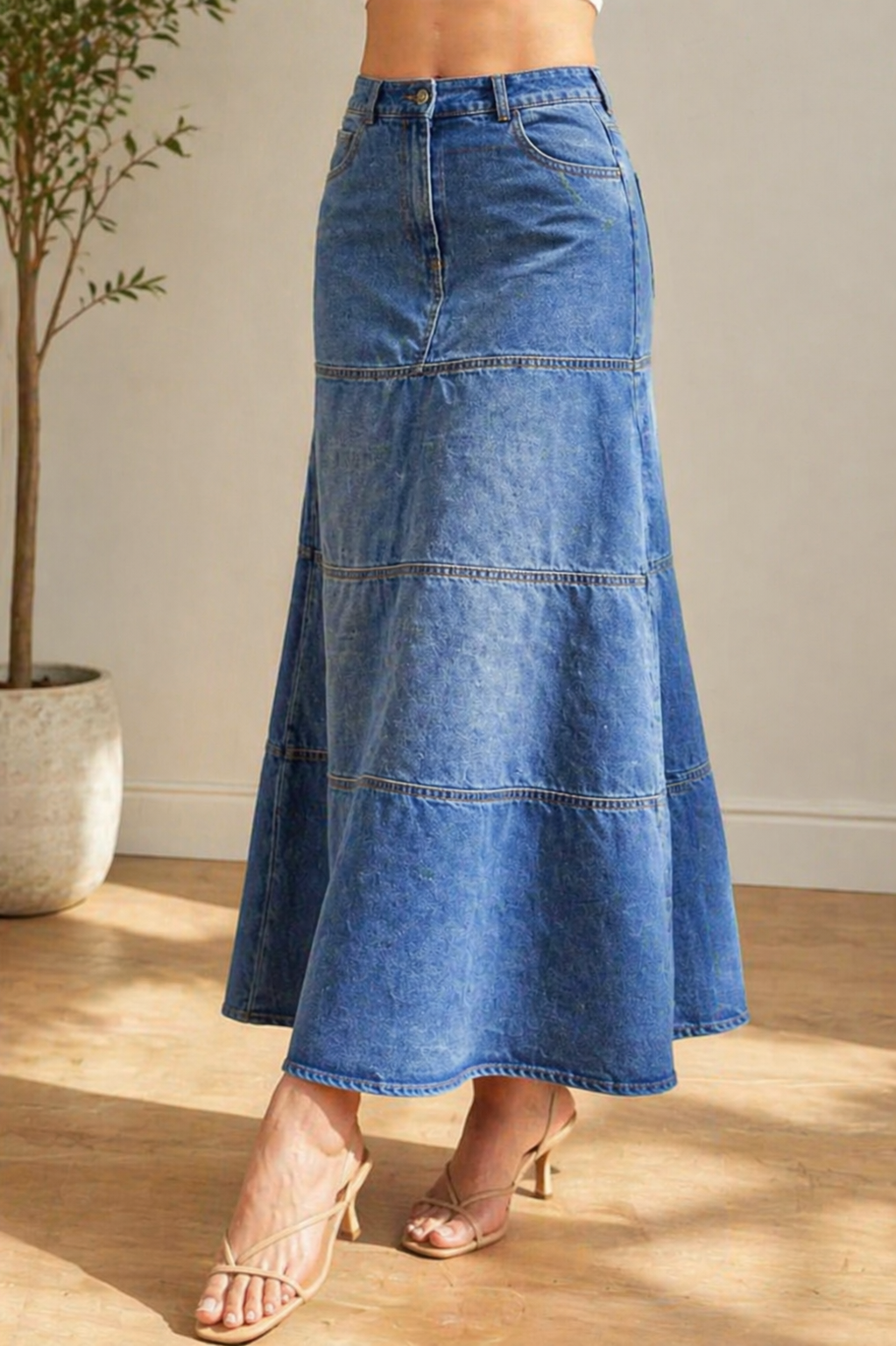 Audrey | Mid-Length Denim Skirt
