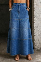 Audrey | Mid-Length Denim Skirt
