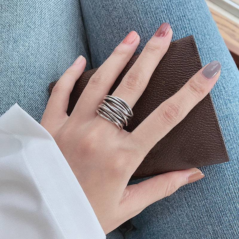 Adjustable Layered 925 Sterling Silver Ring