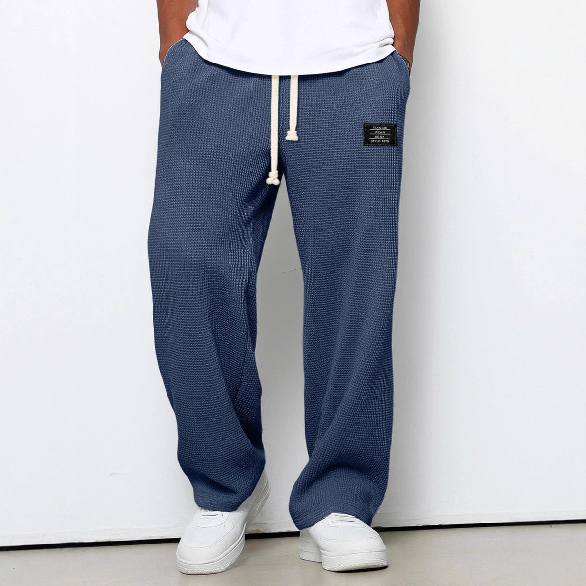 Daved - Casual Waffle Knitted Drawstring Pants