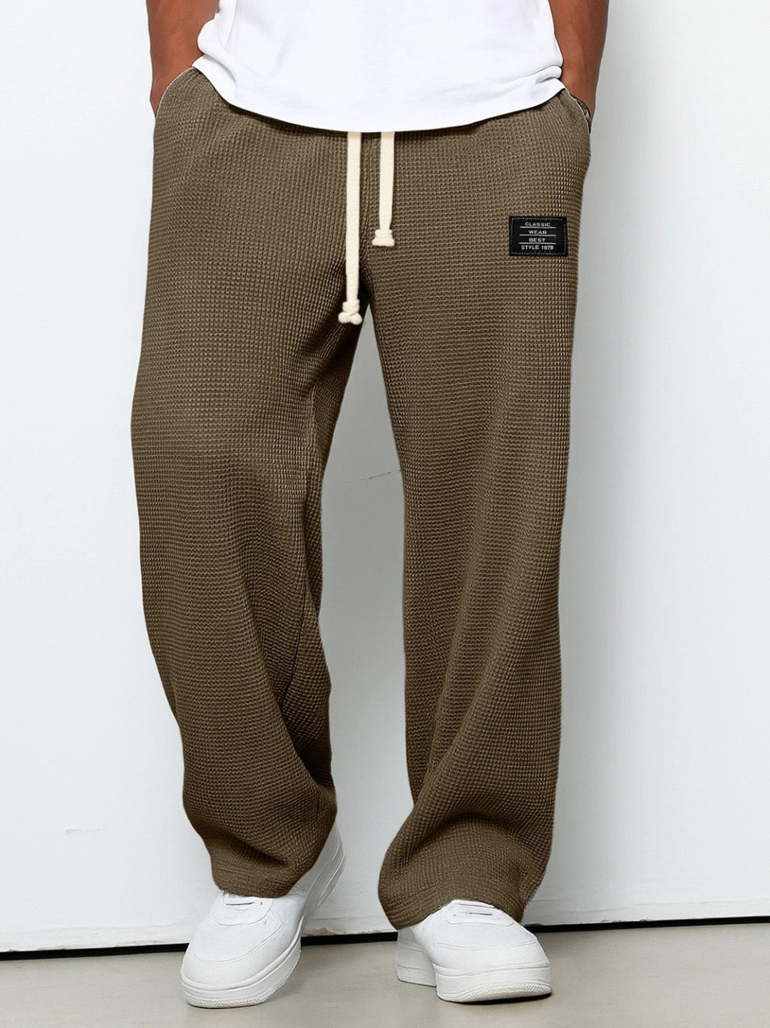 Daved - Casual Waffle Knitted Drawstring Pants