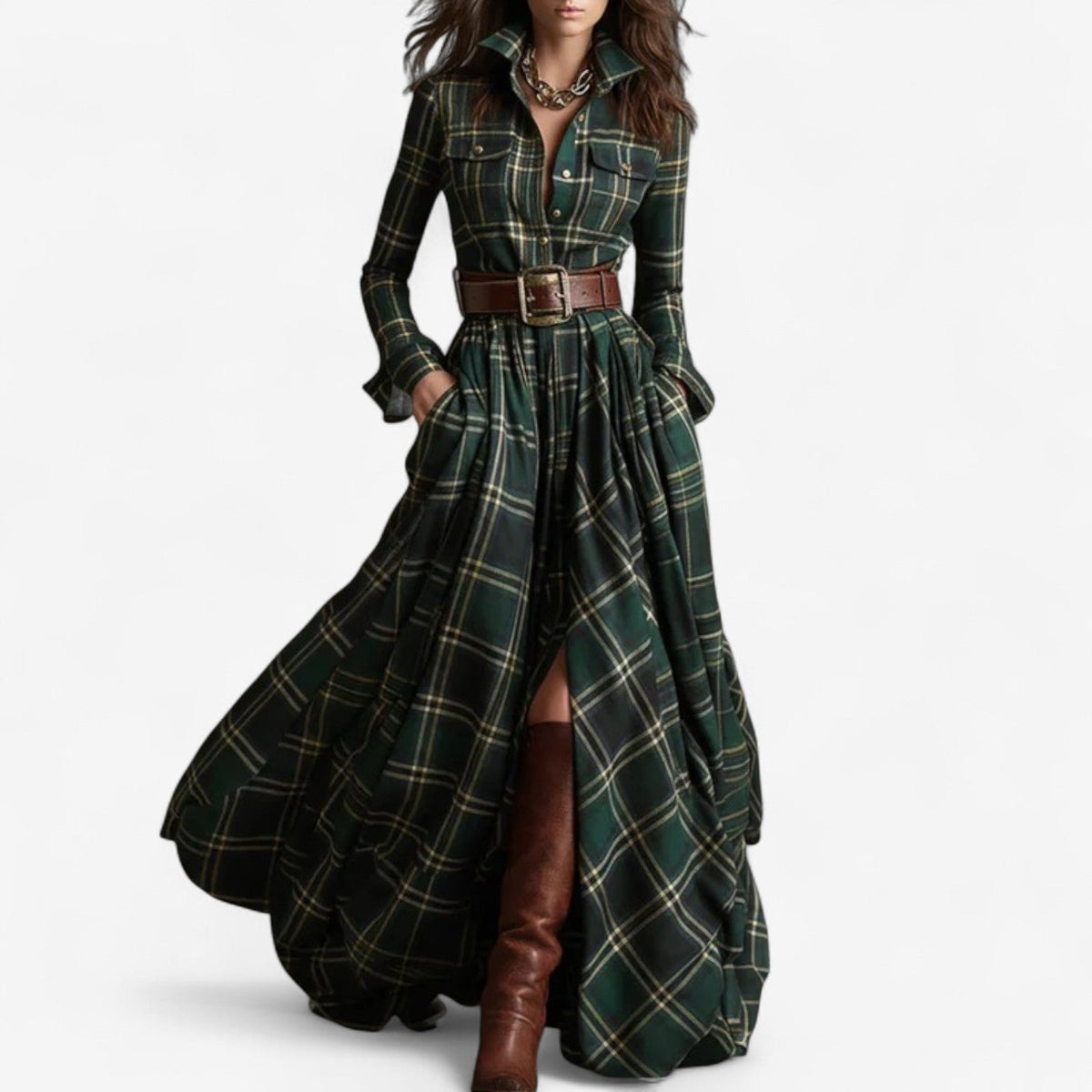 Barbara - Timeless Checkered Maxi Dress
