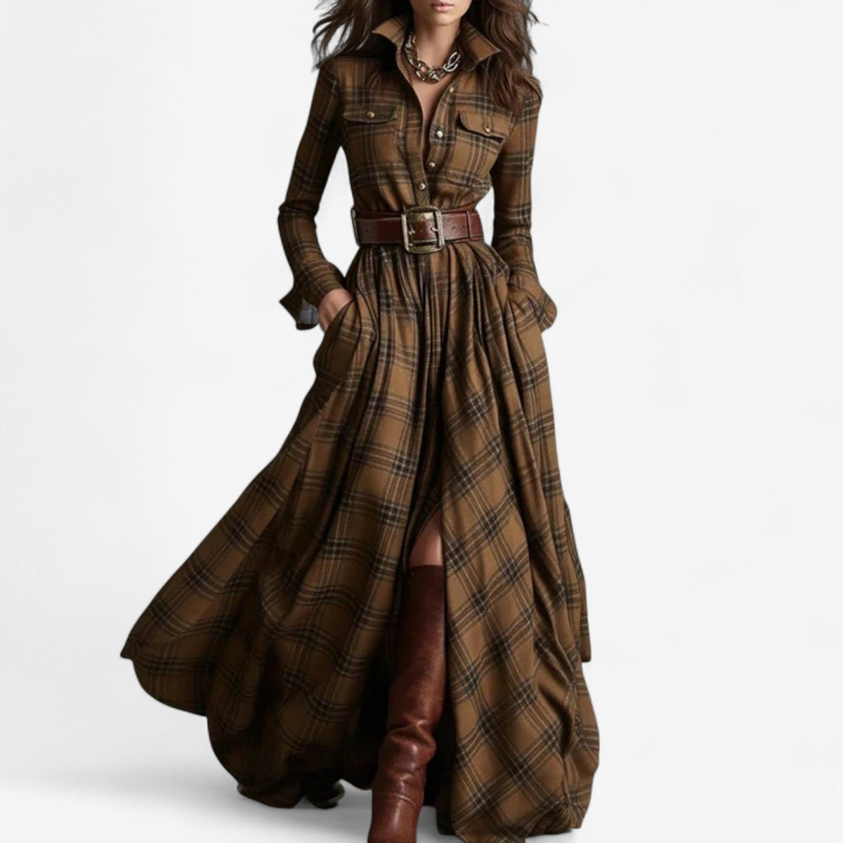 Barbara - Timeless Checkered Maxi Dress