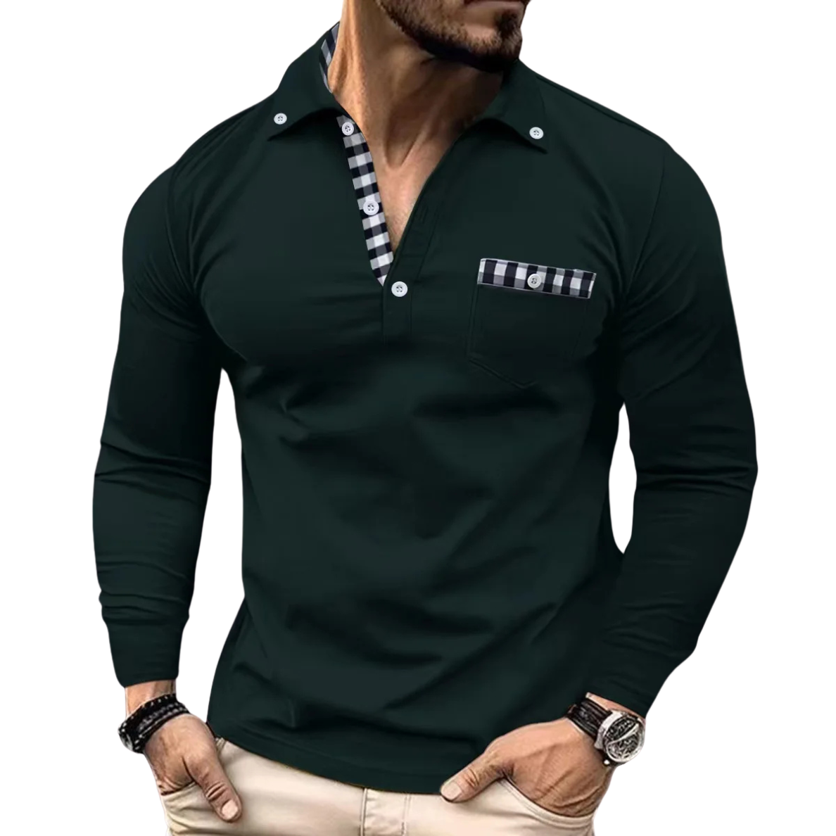 Armand - Elegant Men's Polo Shirt With Check Details