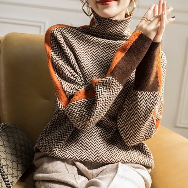 Eleanor | Herringbone Luxe Turtleneck